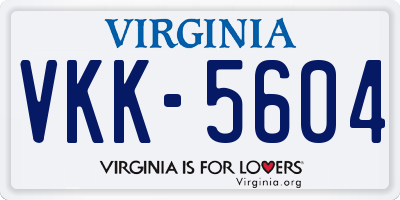 VA license plate VKK5604