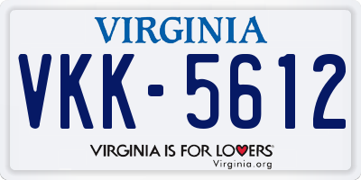 VA license plate VKK5612