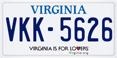 VA license plate VKK5626