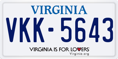 VA license plate VKK5643