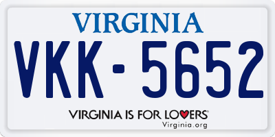 VA license plate VKK5652