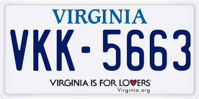 VA license plate VKK5663