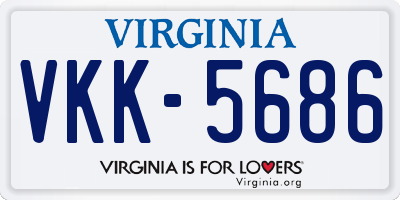 VA license plate VKK5686