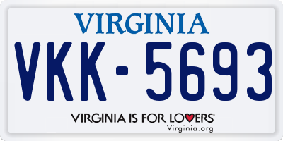 VA license plate VKK5693