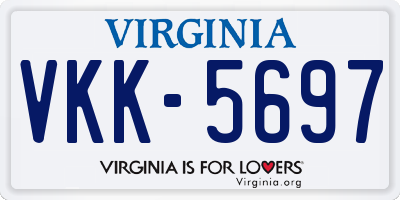 VA license plate VKK5697