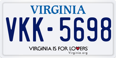 VA license plate VKK5698
