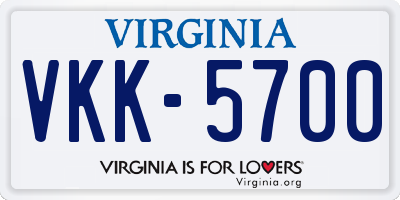 VA license plate VKK5700