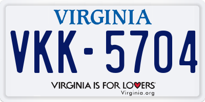 VA license plate VKK5704
