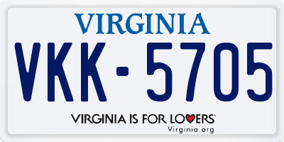 VA license plate VKK5705