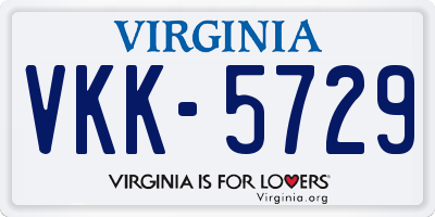 VA license plate VKK5729