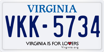VA license plate VKK5734