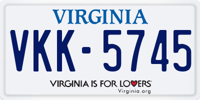 VA license plate VKK5745
