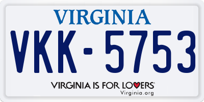 VA license plate VKK5753