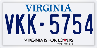 VA license plate VKK5754