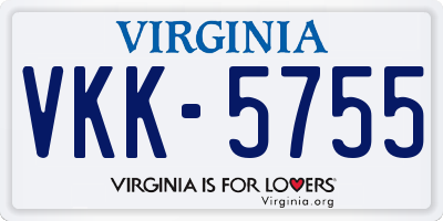 VA license plate VKK5755