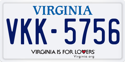 VA license plate VKK5756