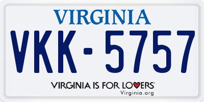 VA license plate VKK5757