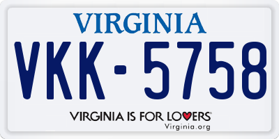 VA license plate VKK5758