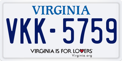 VA license plate VKK5759