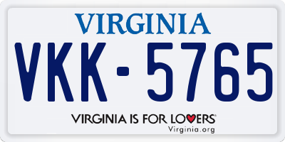 VA license plate VKK5765