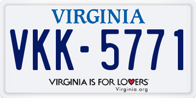 VA license plate VKK5771