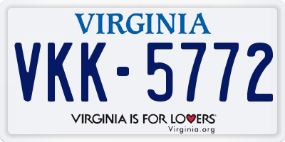 VA license plate VKK5772