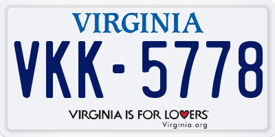 VA license plate VKK5778