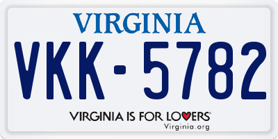 VA license plate VKK5782