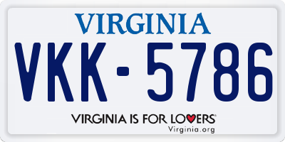 VA license plate VKK5786