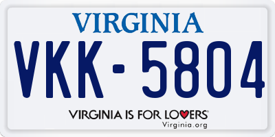 VA license plate VKK5804