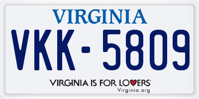 VA license plate VKK5809