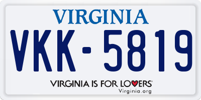 VA license plate VKK5819