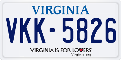 VA license plate VKK5826