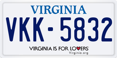 VA license plate VKK5832