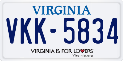 VA license plate VKK5834