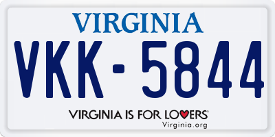 VA license plate VKK5844