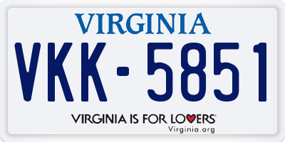 VA license plate VKK5851