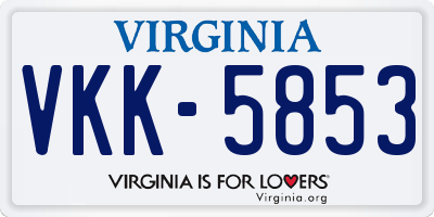 VA license plate VKK5853
