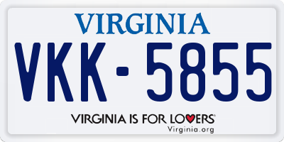 VA license plate VKK5855