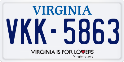VA license plate VKK5863