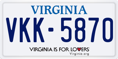 VA license plate VKK5870