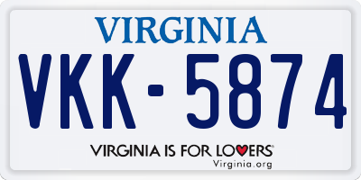 VA license plate VKK5874