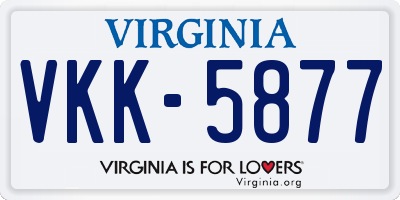 VA license plate VKK5877