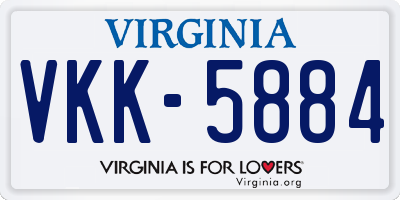 VA license plate VKK5884