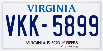 VA license plate VKK5899