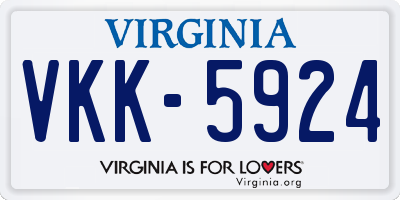 VA license plate VKK5924