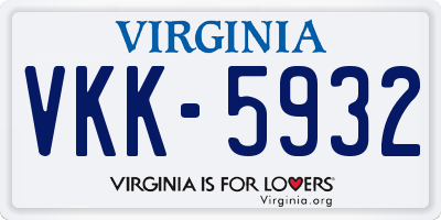 VA license plate VKK5932