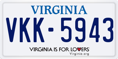 VA license plate VKK5943