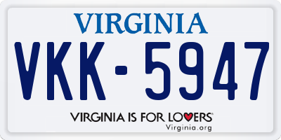 VA license plate VKK5947