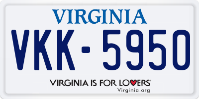 VA license plate VKK5950